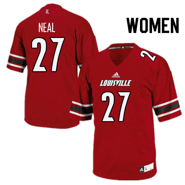 Women #27 Devin Neal Louisville Cardinals College Football Jerseys Stitched Sale-Red - Click Image to Close